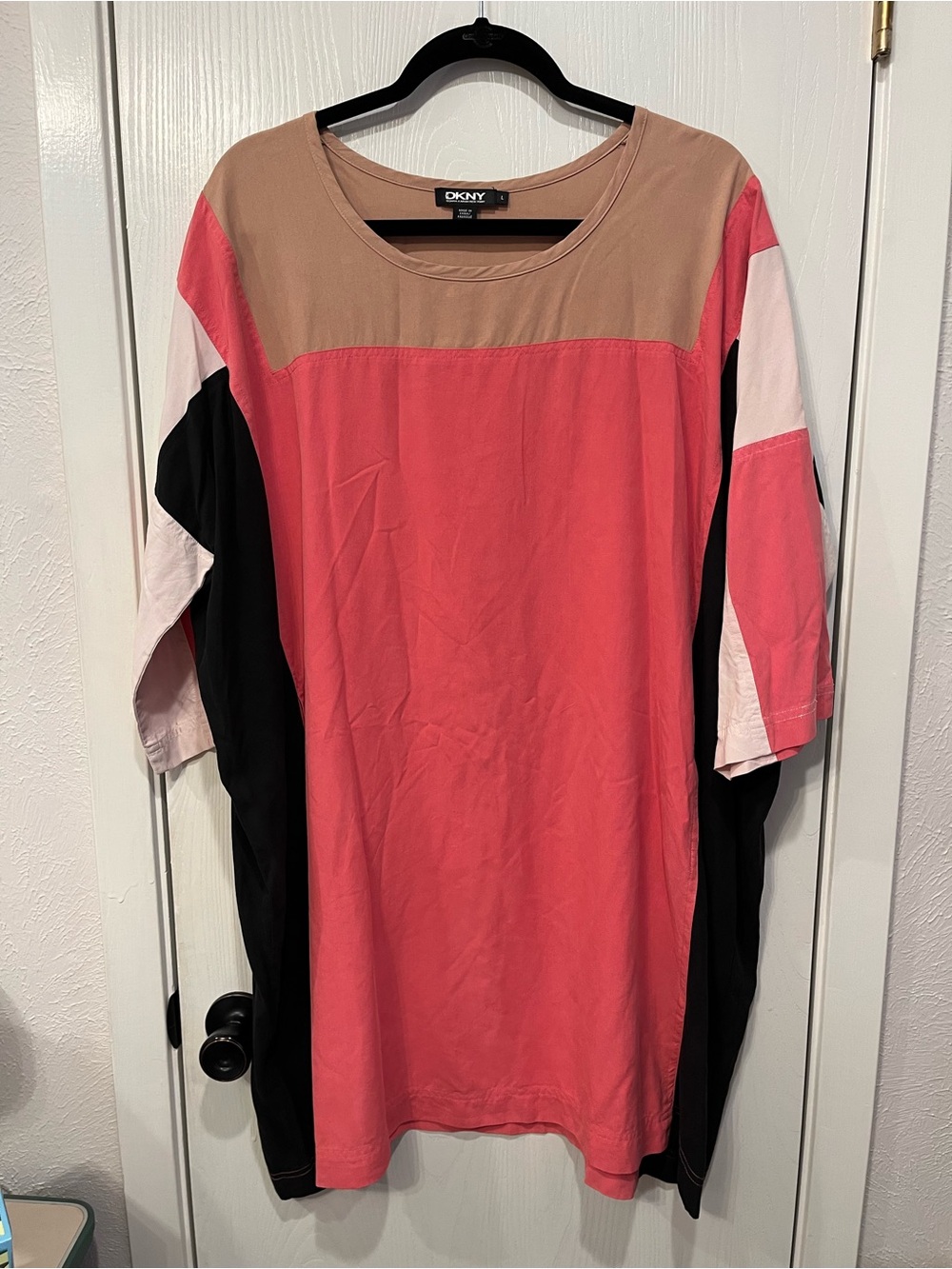 Donna Karan New York slouchy silk color block dress size large